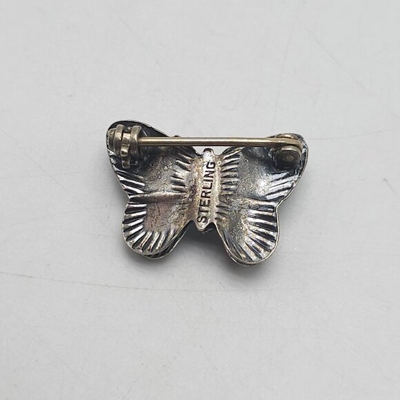 Vintage Sterling Silver Butterfly Brooch Pin .5 inch - Picture 3 of 4